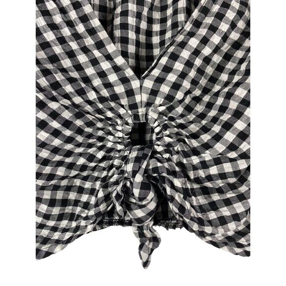 Gingham Crop Top Size XL Teens Juniors Womens Black & White Check So Coquette - Picture 5 of 8